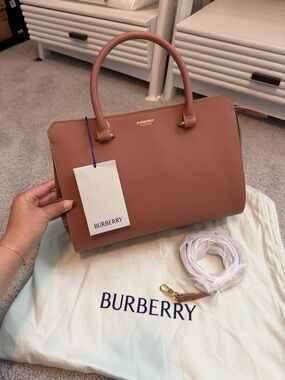 Burberry Dark Rosewood Banwell Top Handle Bag!